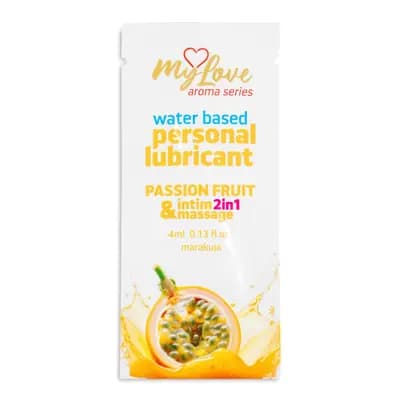 Лубрикант на водній основі MyLove Aroma Series, 2 в 1 для інтимної близькості та масажу, з ароматом маракуї, 4 мл