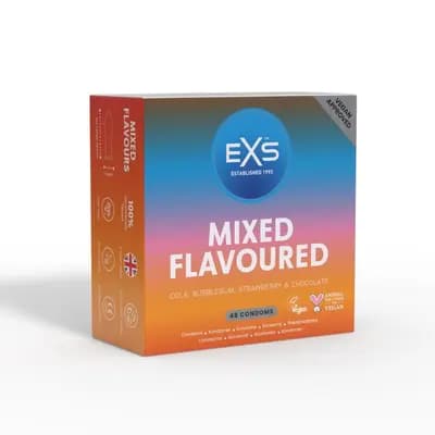 Презервативи EXS Mixed Flavoured, ароматизовані, асорті смаків, 48 шт