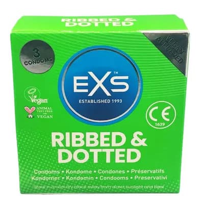 Презервативи EXS Ribbed and Dotted, ребристі та з пупирками, 3 шт