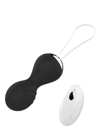 Вагинальные шарики с вибрацией BOSS SERIES Vibrating Silicone Kegel Balls, чёрные