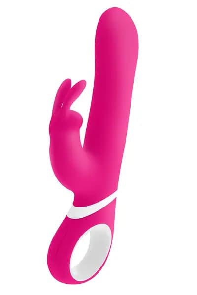 Вібратор для подвійної стимуляції з ротацією Pleasures Premium Naughty Rabbit, рожевий, розмір S