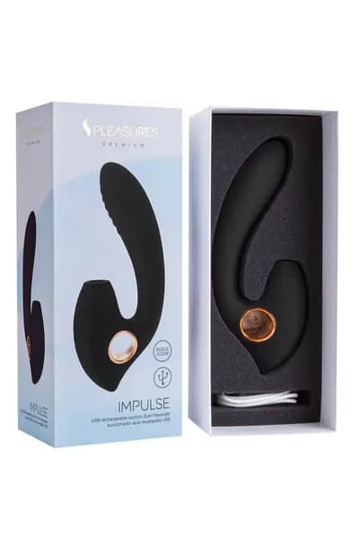 Вібратор з вакуумним стимулятором S Pleasures Premium Impulse, чорний