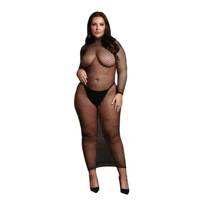 Жіноча довга сукня з сітчастою структурою та коміром-гольф Le Désir Long Dress Fishnet, чорна