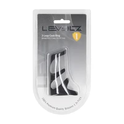 Тройное эрекционное кольцо LEVELZ Triple Ring, силиконовое, черное