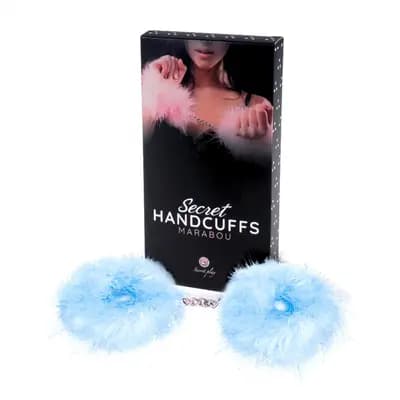 Наручники SECRET PLAY Esposas Marabu, з пухом марабу, блакитні