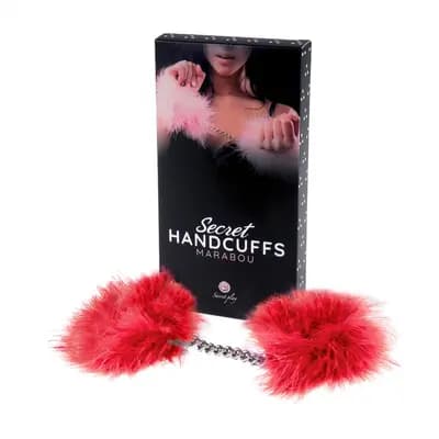 Наручники Secret Play Marabou, с перьями, красные