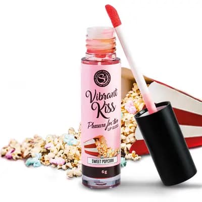 Блиск для губ з ефектом вібрації Secret Play Vibrant Kiss, зі смаком солодкого попкорну, 7 г