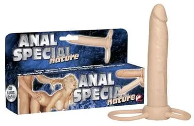 Насадка для двойного проникновения ORION You2Toys Anal Special, с кольцом на пенис и мошонку, телесная, 6" / 15 см