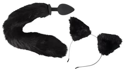 Набір для рольових ігор ORION Bad Kitty Pet Play Plug & Ears, з анальним плагом, хвостом та вушками кота, чорний