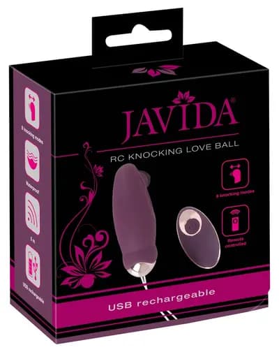Віброяйце ORION Javida RC Knocking Love Ball, з функцією постукування та пультом керування, фіолетове, 9 см