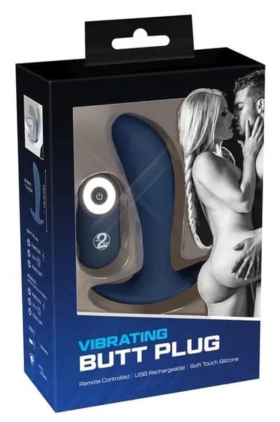 Вібростимулятор простати ORION You2Toys Vibrating Butt Plug, з широкою основою, з пультом керування, синій