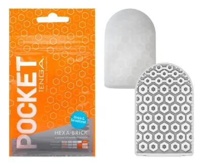 Мастурбатор-яйце TENGA Pocket Hexa-Brick, помаранчевий