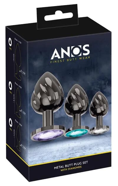 Набір анальних іграшок ANOS Metal Butt Plug Set Diamo