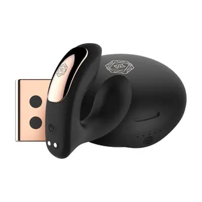 Вібратор для точки G Rosy Gold Wearable, з бездротовим кріпленням та футляром для заряджання, чорний