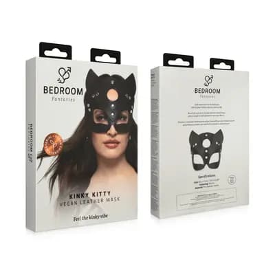 Маска кішечки Bedroom Fantasies Kitty, з екошкіри, чорна