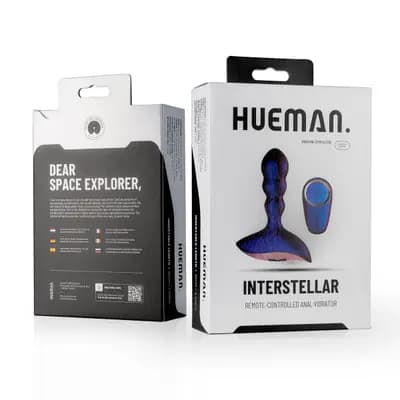 Анальна пробка з вібрацією EDC Hueman Interstellar Remote-Controlled, з пультом дистанційного керування, фіолетова, 8,5 см
