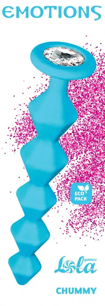 Анальні буси Anal bead with crystal Emotions Chummy Turquoise