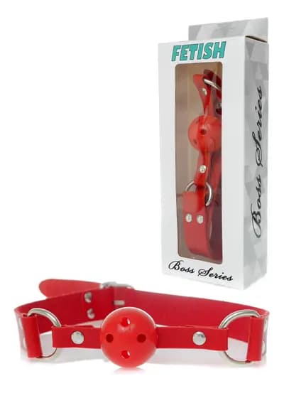 Кляп-шарик BOSS SERIES Knebel Ball Gag, с отверстиями для дыхания, красный