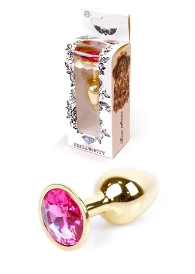 Анальная пробка BOSS SERIES HeavyFun Jawellery Gold Plug, металлическая, золото-розовая