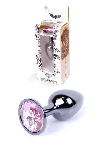 Анальна пробка BOSS SERIES HeavyFun Jawellery Dark Silver Plug, рожева