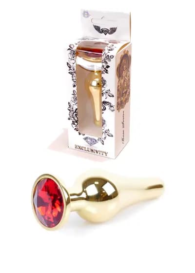 Анальная пробка BOSS SERIES HeavyFun Jawellery Gold, красная, 30 мм