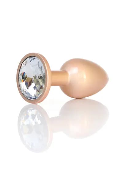 Анальна пробка BOSS SERIES Jewellery Pearl Gold Plug Clear, металева, прозора, S, золотий
