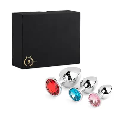 Набор анальных плагов BOSS SERIES Jewellery Silver PLUG SET, серебристый, диаметр 25 мм