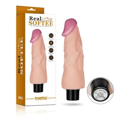 Реалістичний фалоімітатор LOVETOYS Real Softee, з присоскою, тілесний, 7" / 18 см