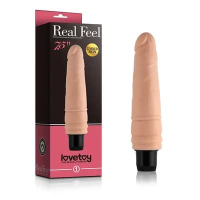 Реалістичний вібратор Love Toys Real Feel Cyberskin, тілесний, 19 см