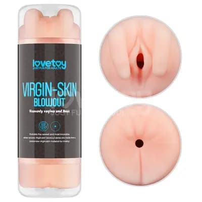 Мастурбатор LOVETOYS Virgin-Skin Blowout Double Side Stroker, з вагіною та анусом, тілесний