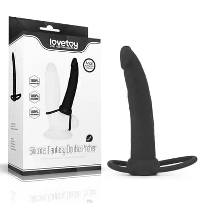 Анальна насадка Lovetoy Silicone Fantasy Double Prober, чорна