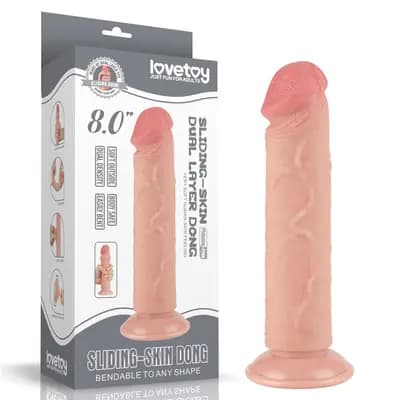 Фалоімітатор Love Toys Sliding Skin Dual Layer Dong, тілесний, 8" / 20 см