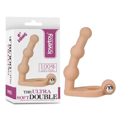 Насадка для двойного проникновения с вибрацией LOVETOYS The Ultra Soft Double, телесная