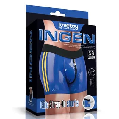 Труси для страпону LOVETOYS Chic, зі штучної шкіри, сині, 36-39 inch waist