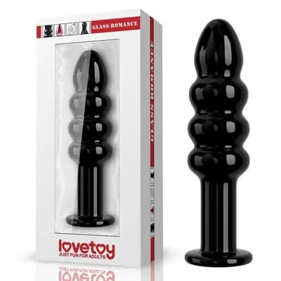 Скляний фалоімітатор LOVETOYS Glass Romance, чорний, 11,5 см
