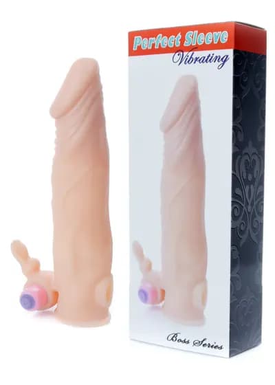 Насадка на член з вібростимулятором BOSS SERIES EasyLove Perfect Sleeve Vibrating, тілесна