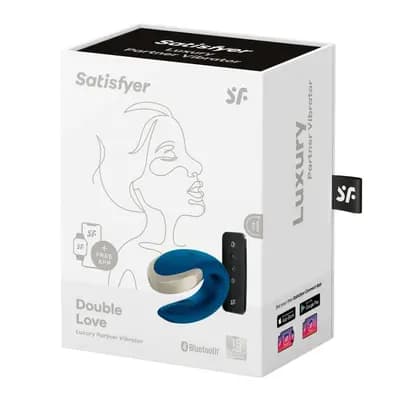 Вібратор для пар SATISFYER Double Love Luxury, з пультом керування та застосунком, синій