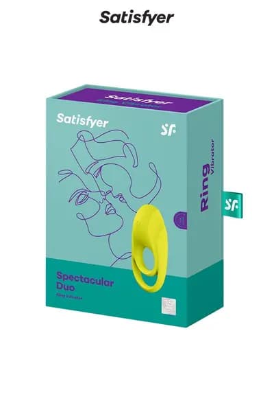 Ерекційне кільце з вібрацією SATISFYER Spectacular Duo, з кліторальним стимулятором, жовте