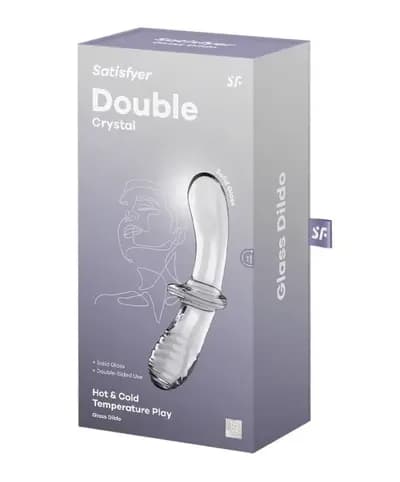 Скляний фалоімітатор SATISFYER Double Crystal, подвійний, з двома текстурами, прозорий