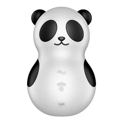 Вакуумний стимулятор клітора SATISFYER Pocket Panda, з вібрацією, чорно-білий