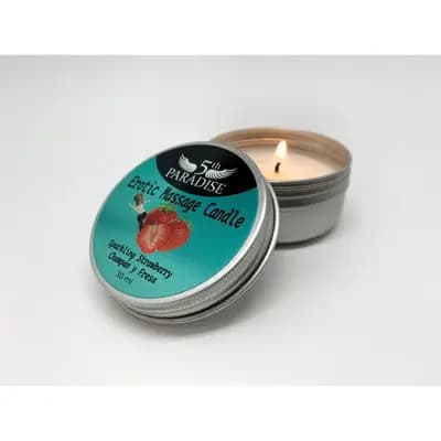 Массажная свеча 5th Paradise Erotic Massage Candle Sparkling Strawberry, с ароматом клубники и шампанского, 30 мл