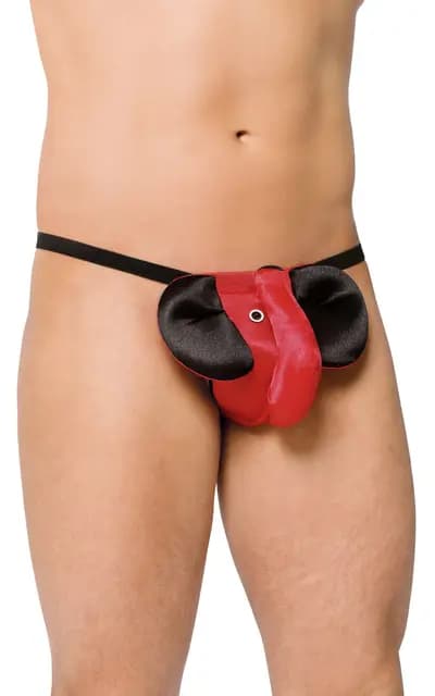 Мужские стринги SoftLine Collection Подарунок, со слоником, красные, S/L