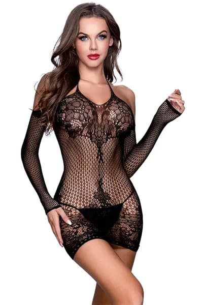 Еротичне плаття сітка ROBE RESILLE D02 NOIR T.U