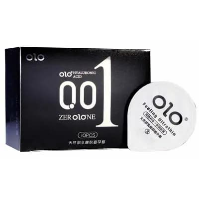 Презервативы OLO 0.01 Black, ультратонкие, с гиалуроновой кислотой, черные, 10 шт