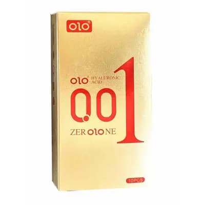 Презервативы OLO Foil 0.01 Gold, ультратонкие, с точками и ребрами, гиалуроновая смазка, золотые, 10 шт