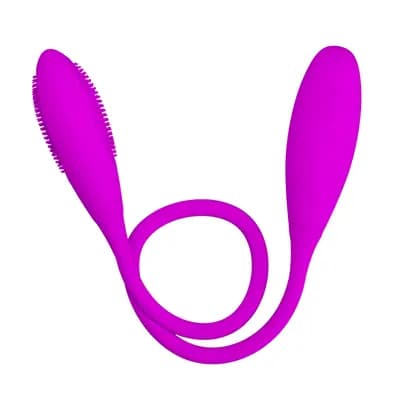 Двокінцевий вібратор PRETTY LOVE Snaky Vibe, з шипами, фіолетовий