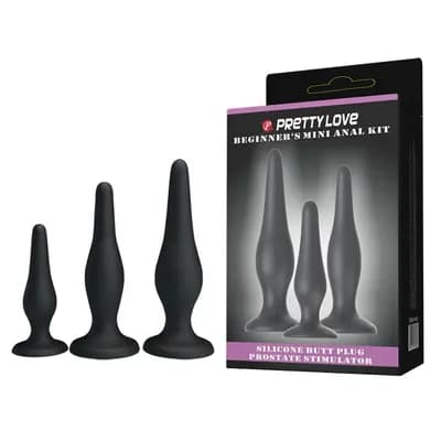 Набор анальных пробок PRETTY LOVE Beginner's Mini Anal Kit, черный, S