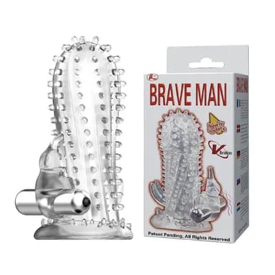 Насадка на пеніс з вібрацією BAILE Brave Man, прозора