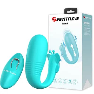 Вібростимулятор PRETTY LOVE Remi, з поштовхами, hands-free, з пультом керування, силіконовий, блакитний