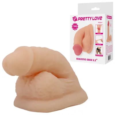 Силіконовий фалоімітатор з мошонкою PRETTY LOVE Realistic Cock, 5.3" / 13,5 см